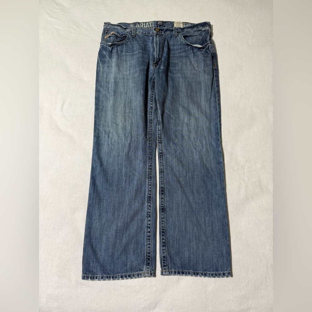Ariat M4 Low Rise Boot Cut Jeans Mens 39x30 Blue Denim Loop Lock‎ Work Western